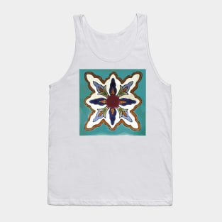 Aqua abstract cross mexican retro talavera tile Tank Top